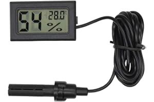 Eidyer Termometro digitale Igrometro, LCD Digitale Embedded Termometro Igrometro, Mini sonda incorporata di umidità per incubatore di rettili Acquario di pollame Salone dell'ufficio -Nero