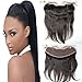 Moresoo 10 Inch-18 Inch 60gram Lace Frontal Natural Black 1B Brazillian Remy Hair Silky Straight 13*4 Inch Size Ear to Ear with Baby Hair 10Inch Long
