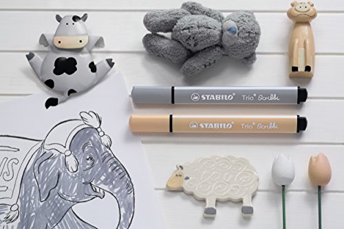 Stabilo Gefederter Dreikant-Filzstift Trio Scribbi (mit 12 verschiedenen Farben) 12er Tischset - 4