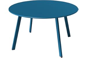 Grand patio Tavolino da caffè rotondo per esterni, 70 x 70 cm, leggero, per giardino, terrazza, soggiorno, ufficio, esterno, interno, balcone, blu pavone