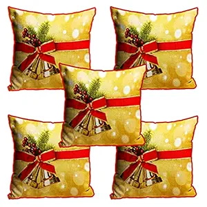 DreamVio Jute Exclusive Merry Christmas Decorative Throw/Pillow Covers, Cushion Covers for Gifting, Living Room, Bed Room, Sofa,Chairs Pack/Set of 5 (Multicolour, Size 16 x 16 Inches)