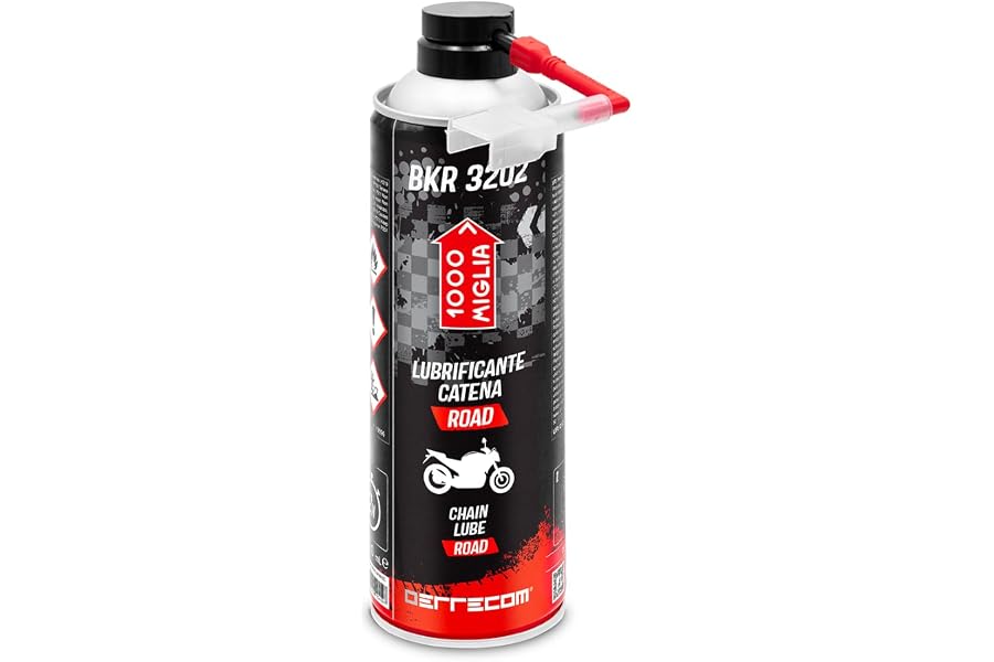 Errecom BKR 3202 Lubricante Cadena de Moto de carretera, resistente al agua y al polvo, chorro preciso sin salpicaduras, incl