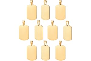 UNICRAFTALE 10pcs 304 Breloques Acier Inoxydable 35mm Long Rectangle Estampage Étiquettes Vierges Doré Lisse Dangle Blancs Breloques Plats Métal avec Pincement pour Bracelet Collier DIY Bijoux
