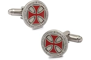 Gemelolandia | Boutons de Manchette Pour Chemise à Motif croix templière Non Nobis | Pour Hommes et Garçons | Cadeaux Pour Mariages, Communions, Baptêmes et Autres Événements