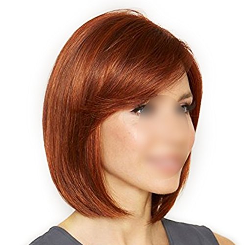 LUFA Fashion Damen Synthetische Perücken für Frauen gekippte Frisette Kurzhaar Perücken Wein Rot