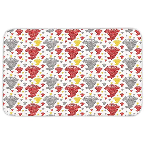 TRAzz Rectangular Area Rug Mat Rug,Jellyfish Decor,Jellyfish Silhouette Tropical Underwater Life Illustration in Engraved Style,Yellow Coral,Home Decor Mat with Non Slip Backing