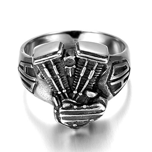 Anillo de acero inoxidable Biker masculino, Vintage, motor, JR961 (8)