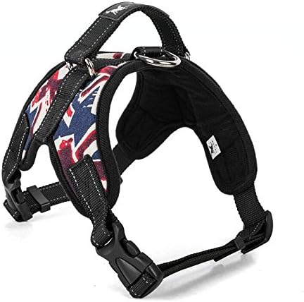 Safety Front Range No-Pull Dog Harness,3m Reflective Vest for Dogs Easy Control (CANVAS PADDED UK FLAG, LARGE)