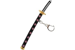PIPI&W Porte Clef Katana One Piece, Porte Clé Manga, avec Porte Couteau, Cadeaux pour Les Amateurs D'anime (Noir Rose)