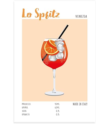 Yooyu Modern Blue Cocktails Aperol Spritz Gin Tonic Poater And Print Calice Tela Pittura Kitchen Bar Wall Art Decor Immagini 50x75cm (20x30in) x2 Senza Cornice