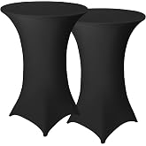 Granbest 2 Pack Cocktail Table Covers with Built-in Spandex Square Corners Table Cover for Party, Banquet, Wedding Event, Dis
