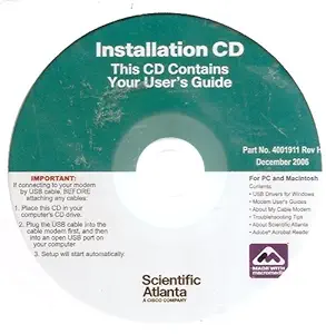 Scientific Atlanta Modem Installation CD for PC & Mac