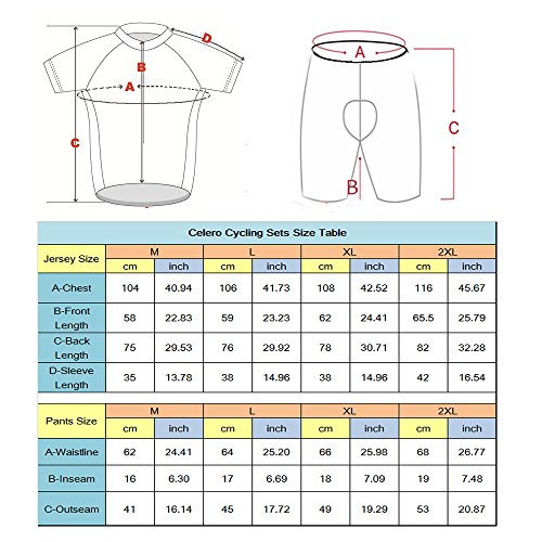 Celero Herren Trikot Set Kurzarm Trikot Fahrradbekleidung kurze Hosen Radtrikot - 6