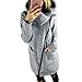Produktbild Elecenty Damen Warm Wintermantel Revers Winterjacke Übergröße Trench Parka Outwear Parkajacke Lange Mantel Jacke Mode Kapuzenpullover Reißverschluss Steppjacke Oberbekleidung Trenchcoat (XXXL, Grau)