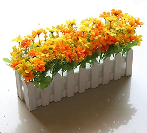 NOHOPE Wooden Fence Emulation Flower False Flowers Idyllic Small Potted Emulation Flower Art Wooden Fence Plastic Flowers Indoor And Outdoor Home Decor Ornaments Great Mother's Day Gift
