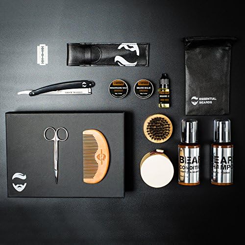 Essential Beards Advanced Beard Grooming Kit XS BOX including Beard Balm, Oil, Mustache Wax, Shampoo, Scissors &amp; Gift Box, Ideal for Travel Use (sandalwood)