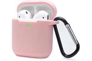KOKOKA Schutzhülle Hülle Kompatibel mit AirPods 2 & 1, Silikon Schutzhülle Hülle Case für AirPods 2 & 1, LED an der Frontseite Sichtbar Stoßfeste Schutzhülle, Rosa