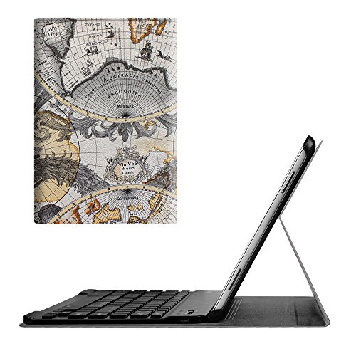 Fintie Blade X1 Samsung Galaxy Tab A 10.1 Bluetooth Tastatur Hülle Keyboard Case - Ultradünn leicht SmartShell Ständer Schutzhülle mit magnetisch abnehmbar drahtloser Deutsche Bluetooth Tastatur für Samsung Galaxy Tab A 10,1 Zoll T580N / T585N Tablet (2016 Version), Landkarte Weiß