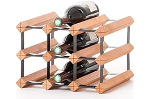 ‎RAXI RAXI ™ Classic Premium Weinregal aus Holz mit luxuriösem Design/Flaschenregal für 9x Wein Flaschen - 32,5x23x30 cm