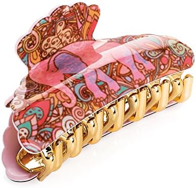 Pink tone elephant design jaw hair clip clamp