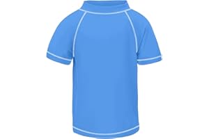 TIZAX T-Shirt de Bain Anti-UV pour Enfants Maillot de Bain à Manches Courtes garçon Rashguard séchage Rapide