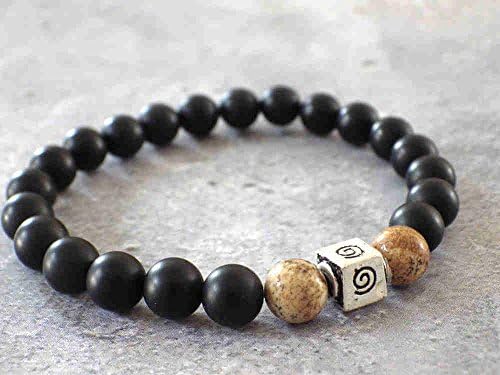 Miss chichi bracelet for man in Agate pearl, pearl of Jasper and Tibetan pearl