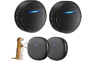 Whimsii Wireless Dog Doorbell, Ring Bell to Go Outside, IP55 Waterproof Buttons, 55 Melodies, 4 Volume Levels & 950ft Range (Black, 2 Receivers 2 Transmitters)