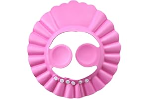 YunZCHENSH Kid Silicone Shower Cap Adjustable Visor Hat Waterproof Hair Washing Shield for Toddler, Children, Baby, Kids (Pink)