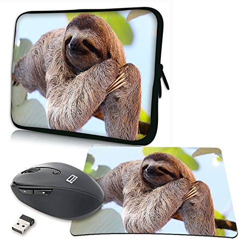PEDEA Design Tablet PC Tasche 10,1 Zoll (25,6cm) mit Mauspad und schnurloser Maus, Chilling Sloth