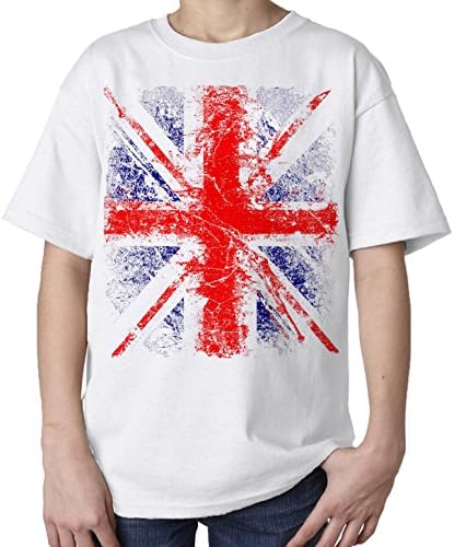 Kids Union Jack Distressed T-Shirt (White) (Ages 5-6)