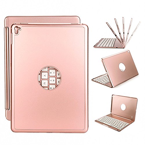 Deutsch iPad Pro 9.7 Tastatur, iEGrow Ultra-Thin iPad Hülle mit 7 Farben LED-Hintergrundbeleuchtung Bluetooth-Tastatur für Apple iPad Pro 9,7 Zoll Rose Gold [QWERTZ deutsches Tastaturlayout] - 7