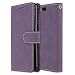 Produktbild Huawei Honor 9 Hülle, Chreey Matt Leder Tasche Retro Handyhülle Magnet Flip Case mit Kartenfach Geldbörse Schutzhülle Etui [Lila]