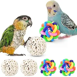 Bissap Bird Foraging Natural Sola Balls Chew Shred and Colorful Beak Foot Balls Small Medium Bird Shredder Toys for Cockatoos Parakeet Mynah Budgerigar Love Birds - 6PCS