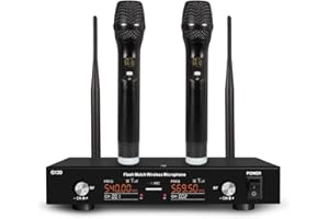 G-MARK Micrófono inalámbrico profesional g120 karaoke carcasa metálica de 2 canales con frecuencia de carcasa ajustable 120 m para iglesia escénica