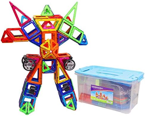 MAGMAGIC 108PCS Construction Building Toy Set Intelligence Mega Block Magnetic Smart DIY Toys Kit, With Case