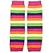 Koly Kids Girls Stripes Rainbow Kneepad Socks Leg Warmer Cotton Leggings (Hot pink)
