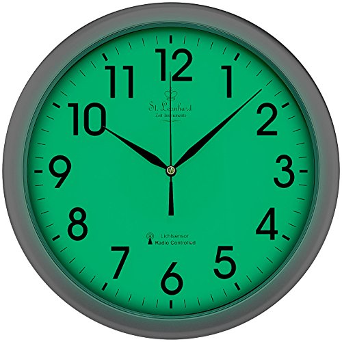 St. Leonhard Funk-Wanduhr mit Zifferblatt-Beleuchtung & Lichtsensor, kabellos - 3
