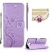 Produktbild für LG K4 Hülle Leder ,SKYXD Drucken Schmetterling Blumen Prägung Motiv PU Folio Ledertasche [ Standfunktion / Magnetverschluss / Kartenfächer] Einfarbig Handyhülle 3 in 1 Handytasche mit Krone Staubstecker + Eingabestift für LG K4 Schutzhülle - Licht Lila