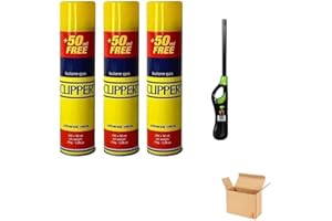 ANGIX 3 x Clipper Butane Gas Fuel Lighter Refill - Ideal for BBQ, Camping, Kitchen & Cooking - Yellow Bottle