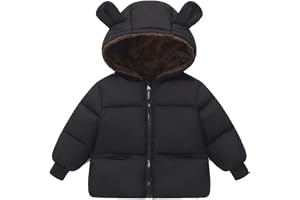 JiAmy Baby barn vinterjacka huva björnöron plysch varm | 100 % polyester, plyschfoder, dragkedja, huva med björnöron, väskor