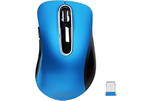 memzuoix 2.4G Wireless Mouse, 1200 DPI Mobile Optical Cordless Mouse with USB Receiver, Portable Computer Mice Wireless Mouse for Laptop, PC, Desktop, MacBook, 5 Buttons (Blue)