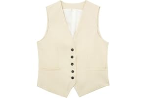 DeuYeng Womens Sleeveless Suit Waistcoat Buttons Vest Casual V Neck Solid Color Blazer Waistcoat Trendy Sleeveless Jacket
