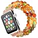 Produktbild Qianyou Perlen Armband für Apple Watch, Frauen Mädchen Retro Faux Naturstein Ersatz Watch Band Strap Geschenk mit Zubehör für Apple Watch 38mm Serie 3/2/1, Sport, Edition(Bunter Achat)