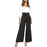 FANCYINN Donne 2 pezzi tuta casual manica lunga canotta pantaloni a vita alta top con scollo a V e pantaloni a larga gamba