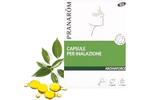 PRANAROM Pranarôm - Capsule Inalazione Bio - 15 Capsule DM - Oli Essenziali Purissimi di Ravintsara, Eucalipto Globulus e Mentolato - Decongestionante Naturale per il Naso e Vie Respiratorie