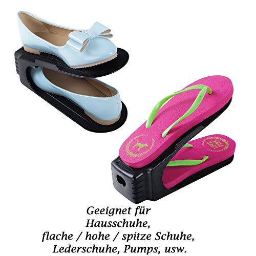 Schuhstapler Set Schuhstaplerset 6er Schuhstapler Schuhhalter Schuhorganizer Set Schuhregal Schwarz Kunststoff Platzsparend - 6