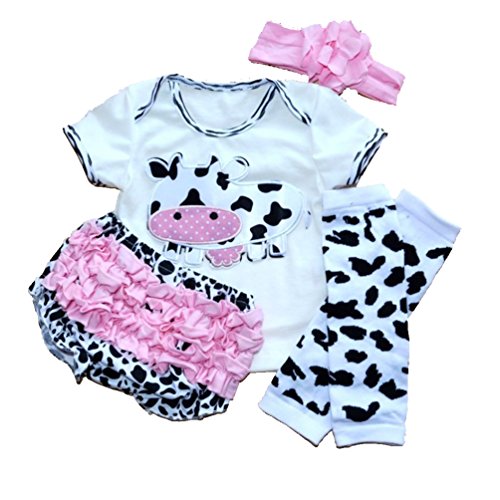 NPK Un Conjunto de Ropa para Muñecas para Muñecas de 20 - 22 Pulgadas Baby Girl Clothing a Juego Doll Baby Girl Clothing Matching Dairy Cow (Blanco)