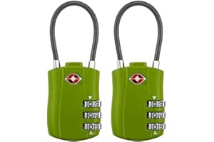 Suitcase Locks BeskooHome Luggage Locks - TSA Approved Luggage Locks, Zinc Alloy Security Padlock, 3-Dial Combination Travel Padlock for Luggage, Suitcases, Backpacks, Laptop Bag, etc. 2 Pack Green