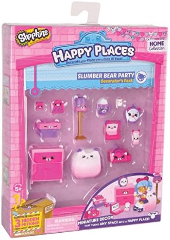 Shopkins Happy Places Decorator Pack Series 1 & 2 - NEW 2017 - SLUMBER BEAR PARTY +3 HIDDEN PETKINS 5Yrs +