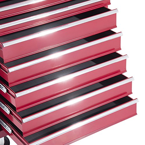 Homcom Fahrbarer Werkzeugwagen Werkstattwagen Rollwagen Werkzeugkasten (Rot) - 5